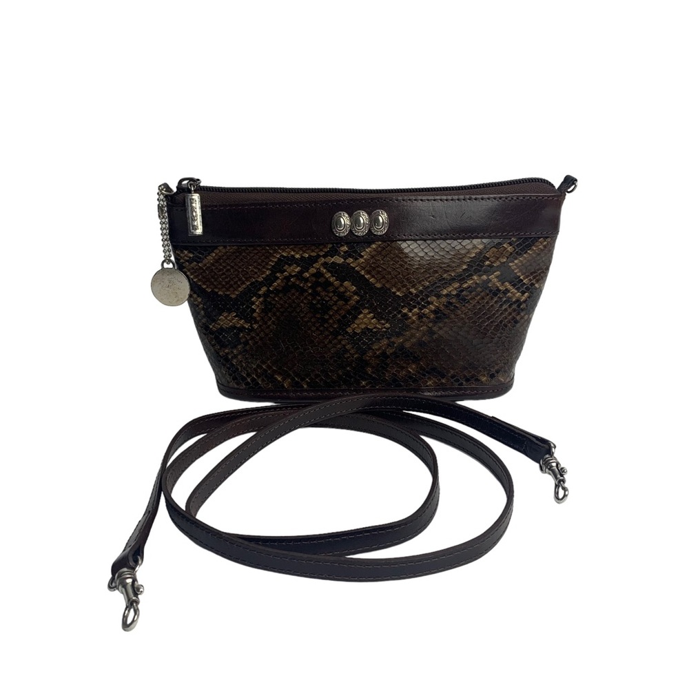 Brighton One World Brown Snake Print Crossbody Purse Small Vintage Bag